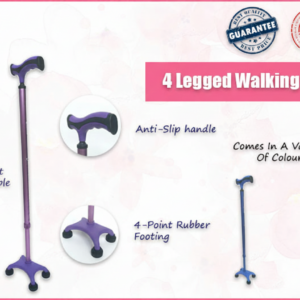 Aluminum Lightweight Narrow Base Quad Stick Premium Walking Stick with Small Base Color Coated (Black, Green, Blue, Purple)