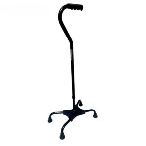 Aluminum Big Base Quad Cane Black Powder Coated Offset Handle