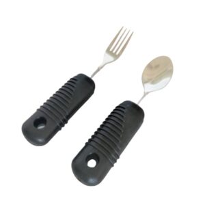 Bendable Weighted Fork Spoon Self Feeding for Elderly Parkinson Arthritis Patient Experiencing Hand Tremor Shaking Stiffness Weakness Single Piece
