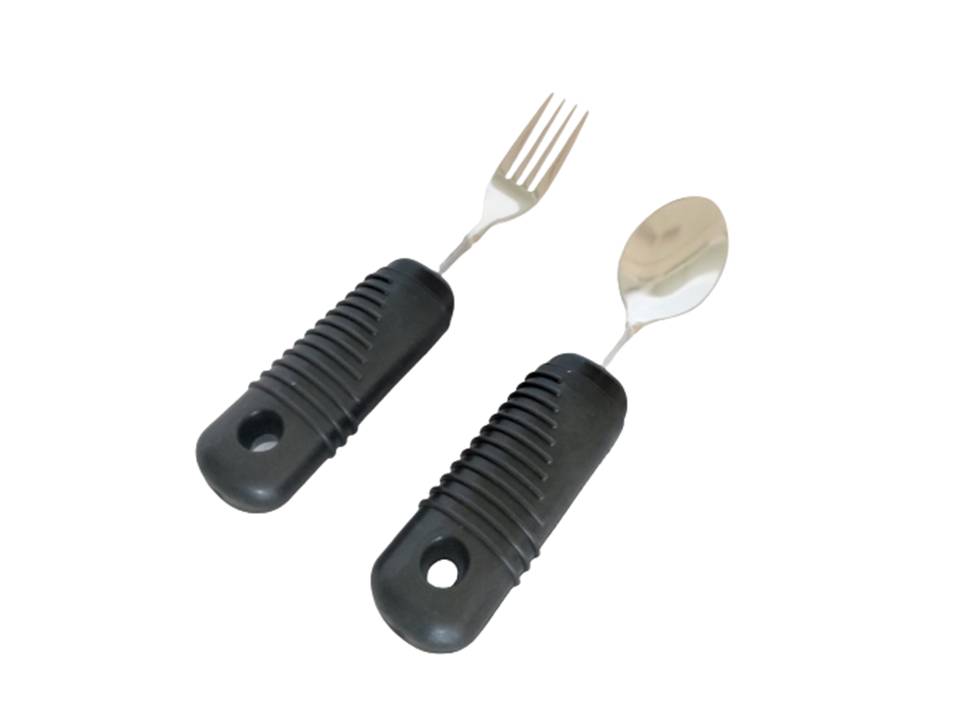 Bendable Weighted Fork Spoon Self Feeding for Elderly Parkinson Arthritis Patient Experiencing Hand Tremor Shaking Stiffness Weakness Single Piece