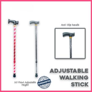 Premium Light Weight Aluminium Walking Stick With Carved Pattern Design And Height Adjustable