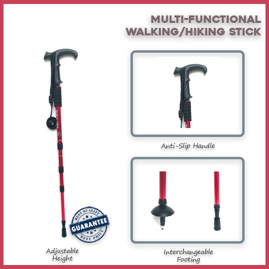 Aluminium Light Weight Walking Trekking Stick Telescopic Height Adjustment