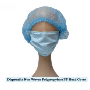 Disposable Head Covers Head Caps Material Non Woven Polypropylene PP 100 Pieces Pack Colour Blue