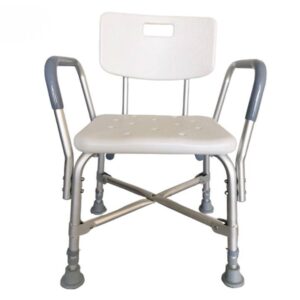 Aluminum ABS Plastic Light Weight Height Adjustable Cross Bars Reinforced Shower Chair With Backrest Handrail For Elderly Patient With Limited Mobility