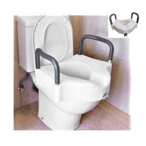Toilet Seat Raiser For Elderly & Those With Mobility Limitation To Enhance Mobility & Support When Using Toilet