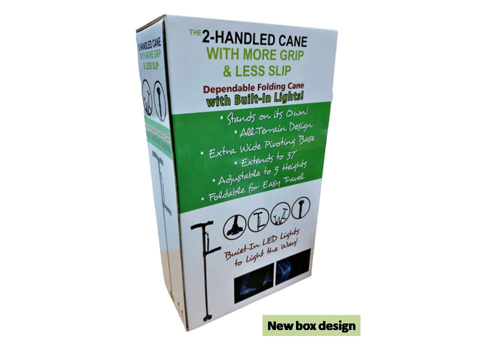 Twin Grip Cane Foldable Light Weight Aluminium Walking Stick With Double Handles LED Light - Image 9